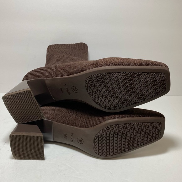 VIVAIA Regina Pro Square-Toe Water-Repellent Amanda Heeled Brown Boots Sz 36.5 - Picture 11 of 16